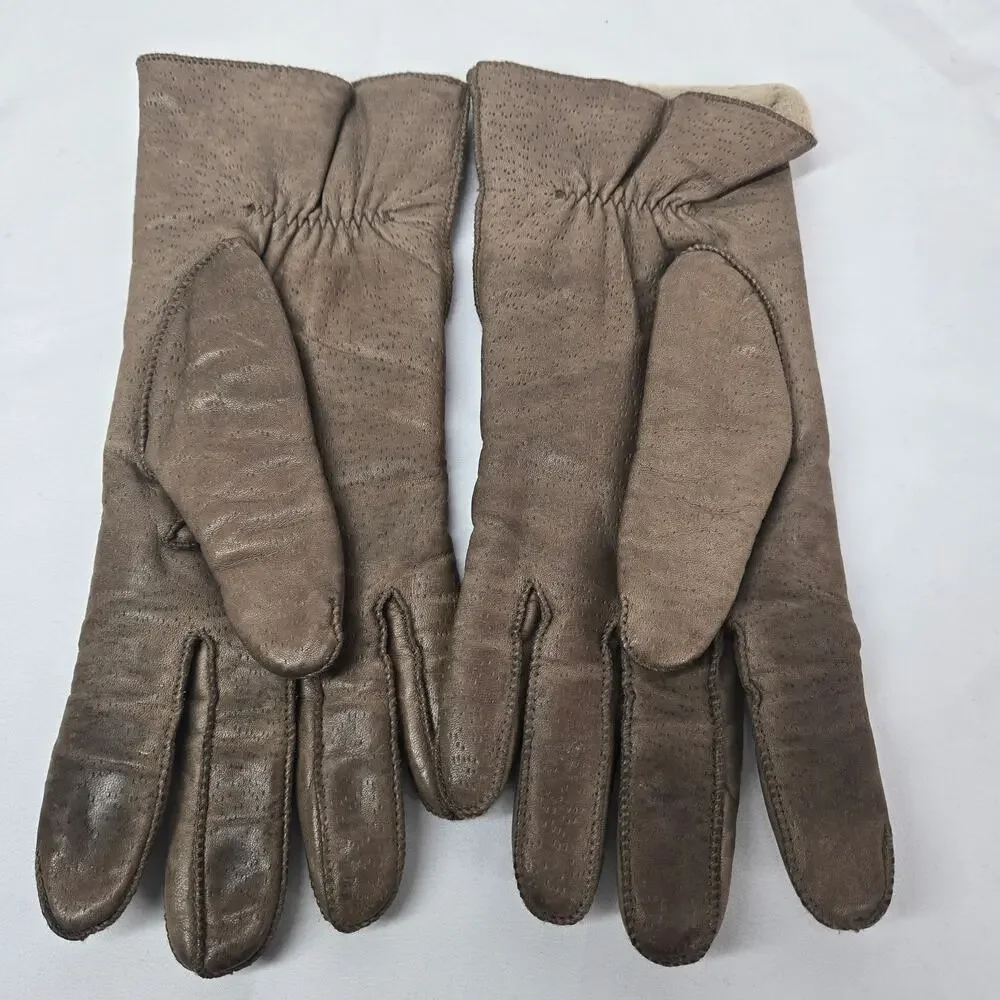 Fownes Gloves Vintage 90s Brown Leather Thinsulate Lining Women's Large